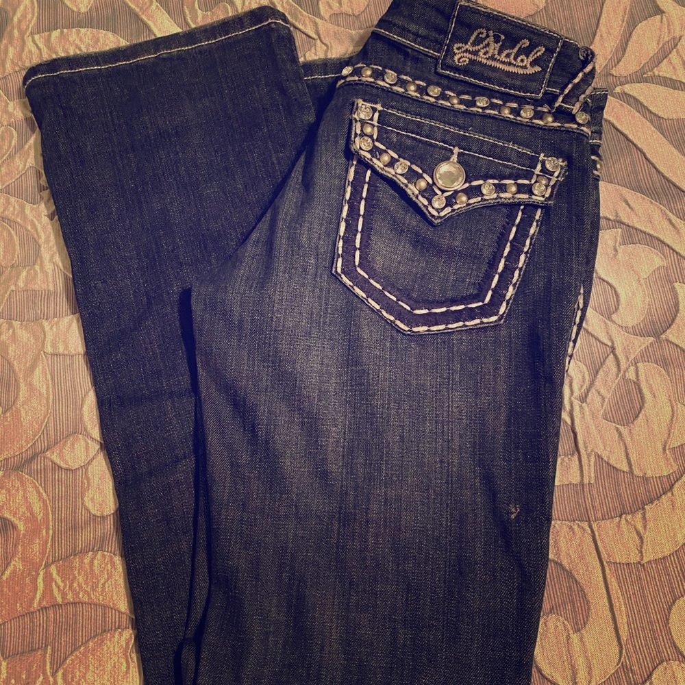 L.A. IDOL CLASSIC WHITE STITCH BOOTCUT JEANS